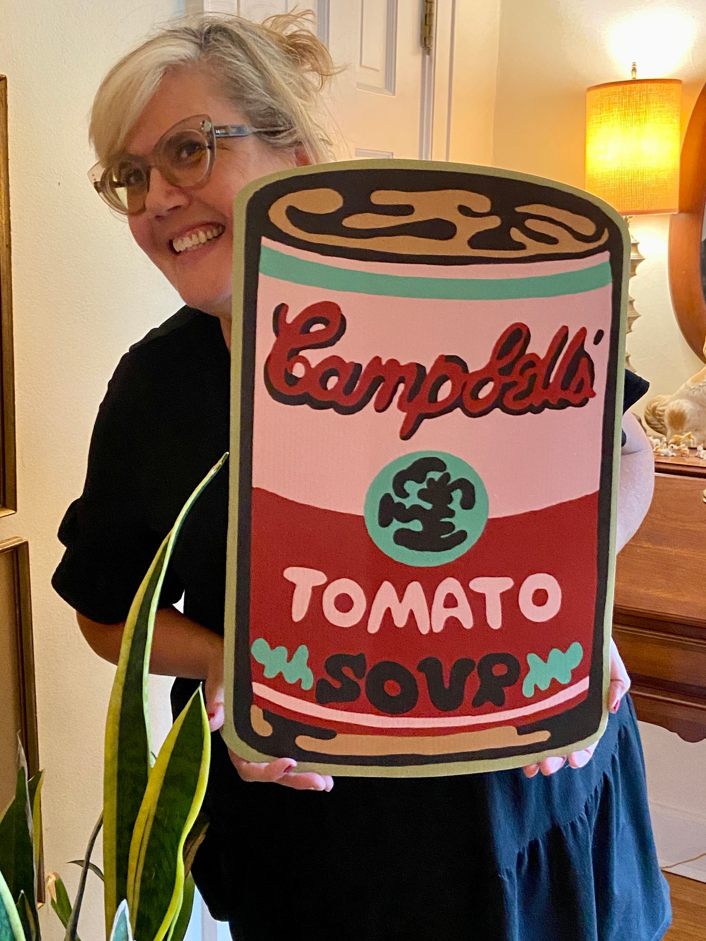 yART Tomato Soup Can Pink and Red; 21”H X 13.5 W Yard Sign Durable Colorful