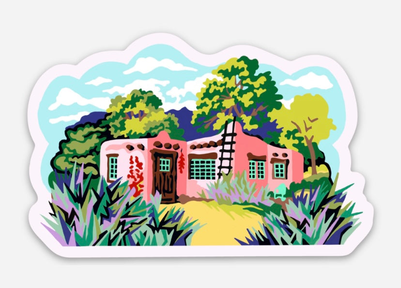 Pink Adobe Sticker; 2.5”x1.75” Vinyl Decal; Free Shipping