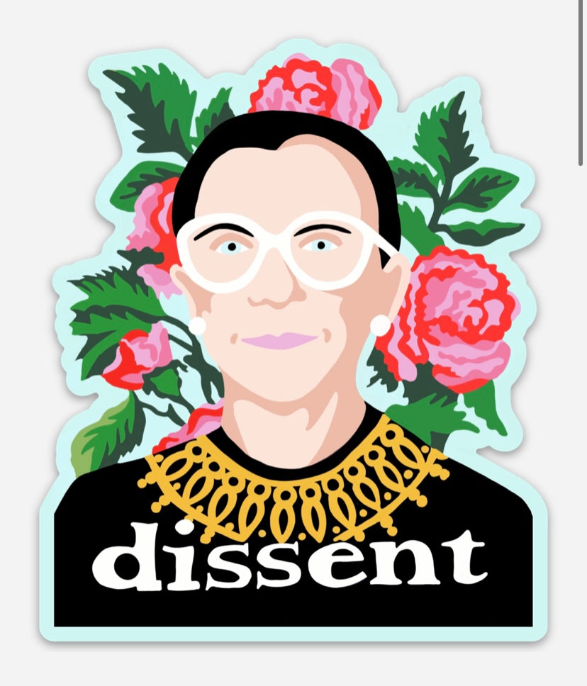 RBG Dissent Sticker; 3”x3” Medium Sized Decal; Durable Vinyl; Free Shipping