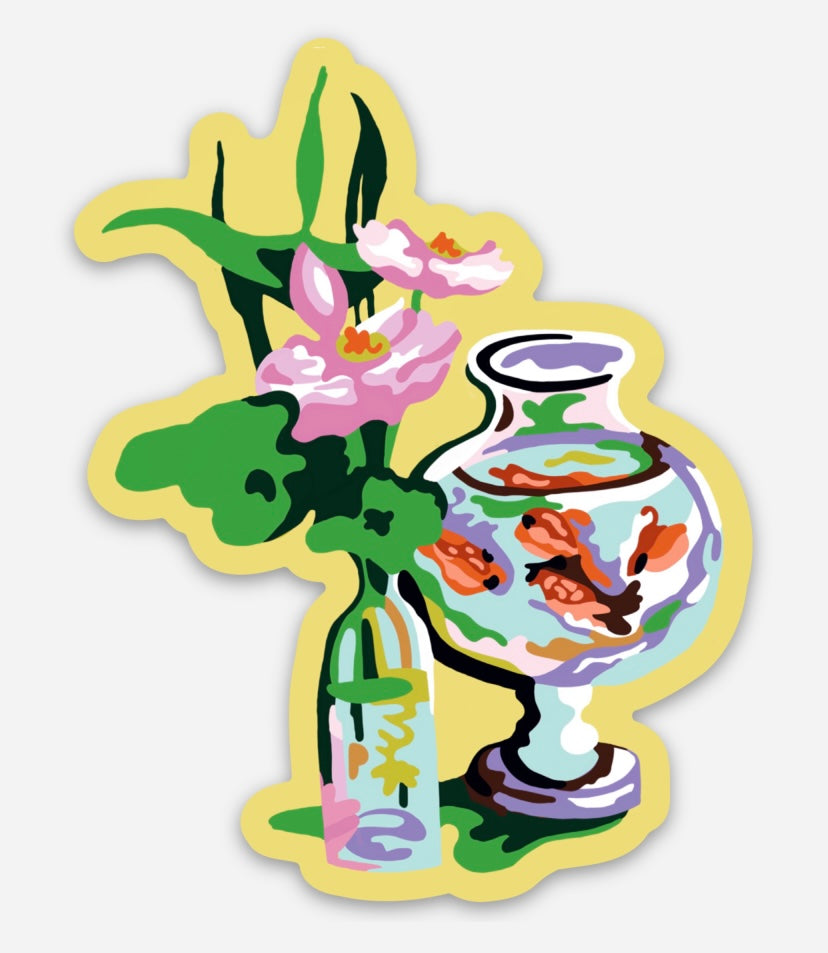 Goldfish à la Matisse Sticker; 3”x1.5” Vinyl Decal; Free Shipping