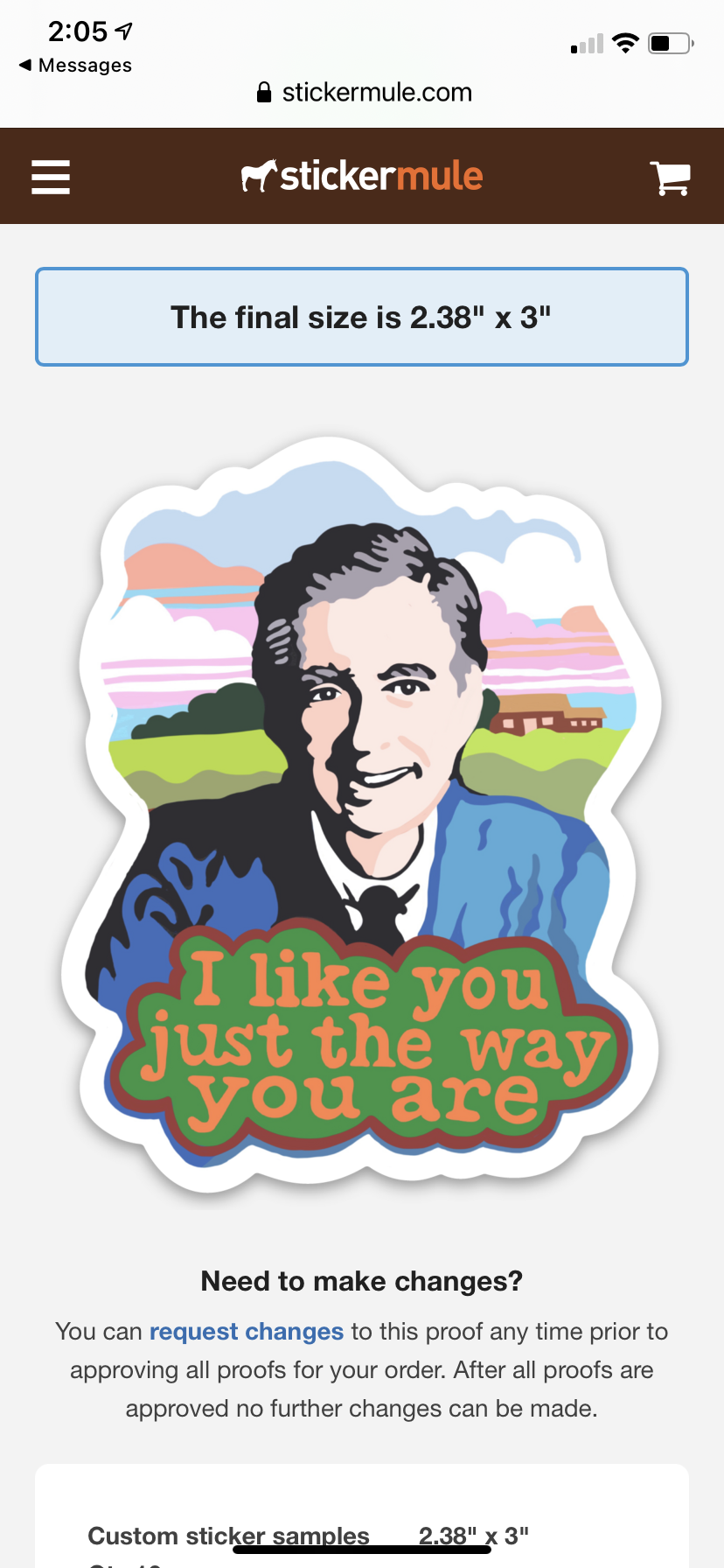 Mr. Rogers ‘I Like You’ Sticker; 1.5”x1” Small Vinyl Decal; Free Shipping