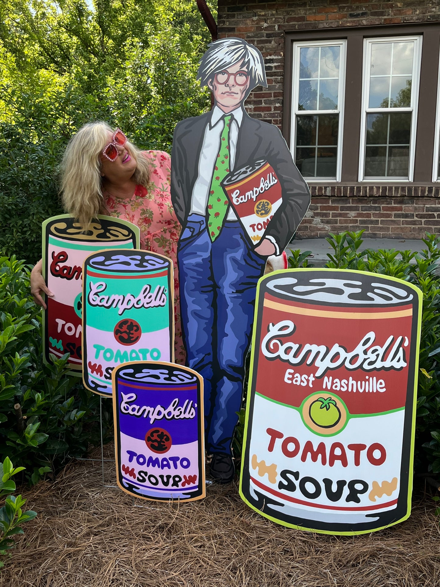 yART Andy Warhol Life-size 74”Hx23”W Yard Sign Display / Tomato Fest East Nashville