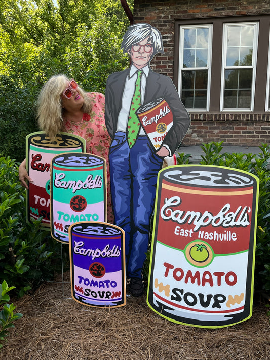 yART Andy Warhol Life-size 74”Hx23”W Yard Sign Display / Tomato Fest East Nashville