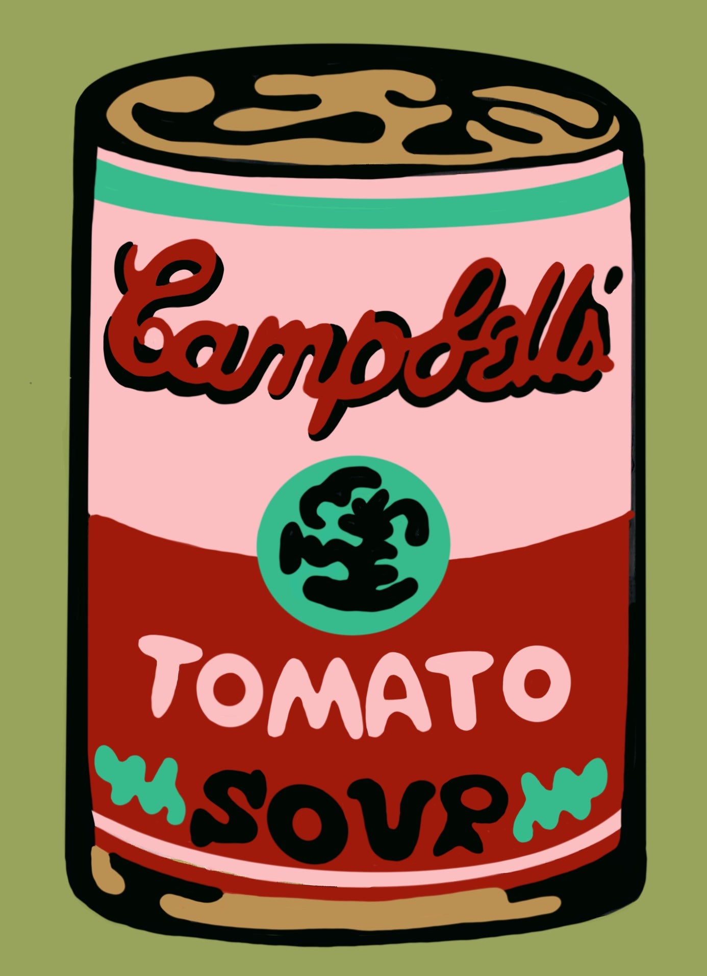 Tomato Soup Can Paint by Number Kit / 5”x7” / Green Border / 2 Hour Project / Warhol