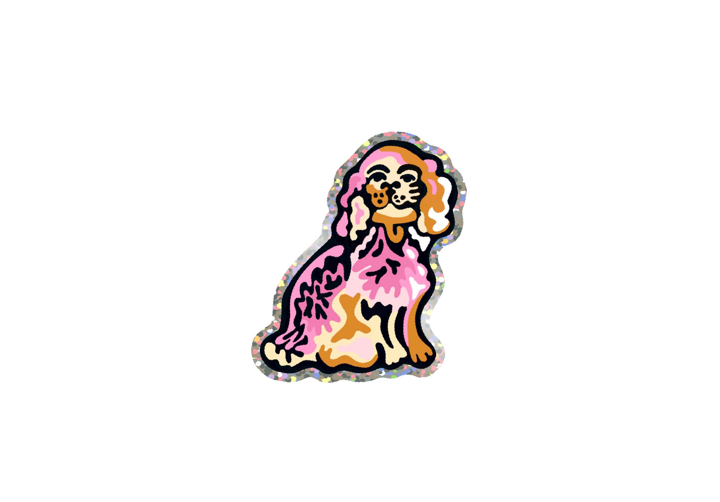Staffordshire Dog Holographic Glitter Sticker; 3”x2.3” Vinyl Decal; Free Shipping