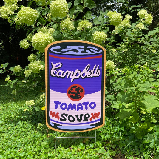 yART Tomato Soup Can Purple Lavender 13”H X 8.25 W Yard Sign Durable Colorful