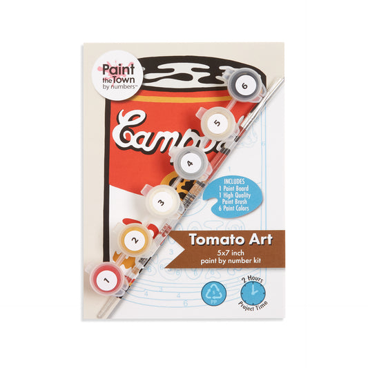 Tomato Soup Can Paint by Number Kit / 5”x7” / Beige Border / 2 Hour Project / Warhol
