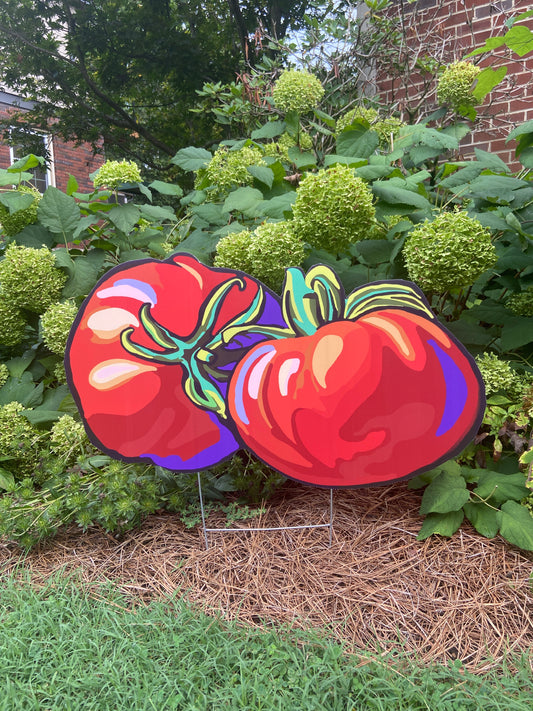 Double Wide Tomato - 17”T x 33”W -  Yard Sign Durable Colorful