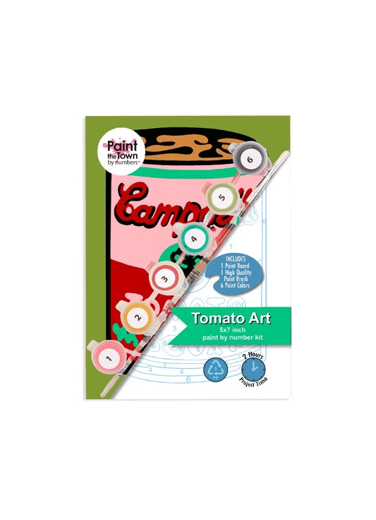 Tomato Soup Can Paint by Number Kit / 5”x7” / Green Border / 2 Hour Project / Warhol