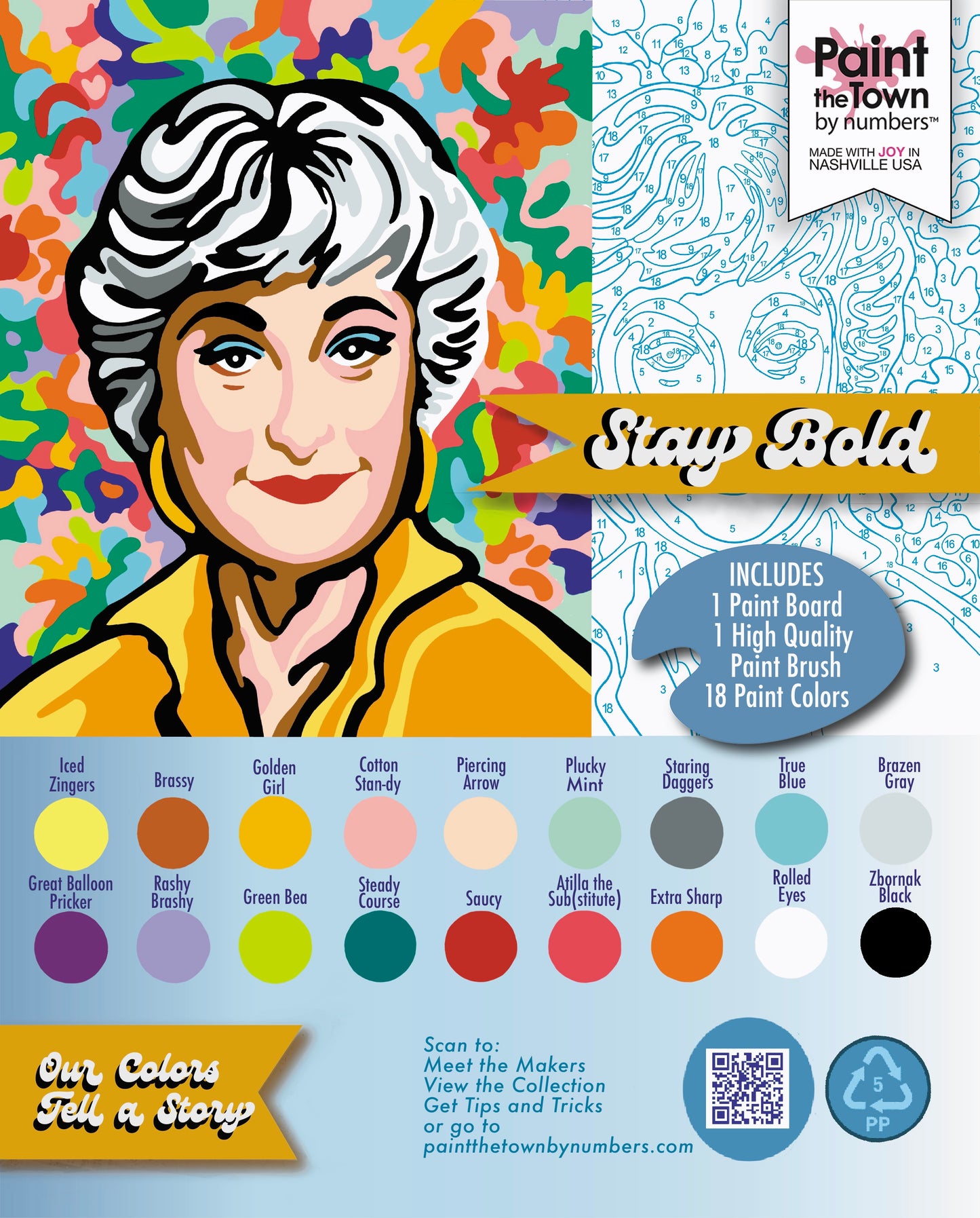 Stay Bold ~ Dorothy Zbornak ~ 8”x10” Paint by Number Kit ~ Golden Girls ~ Vintage Style ~ Updated Quality ~ Made in USA