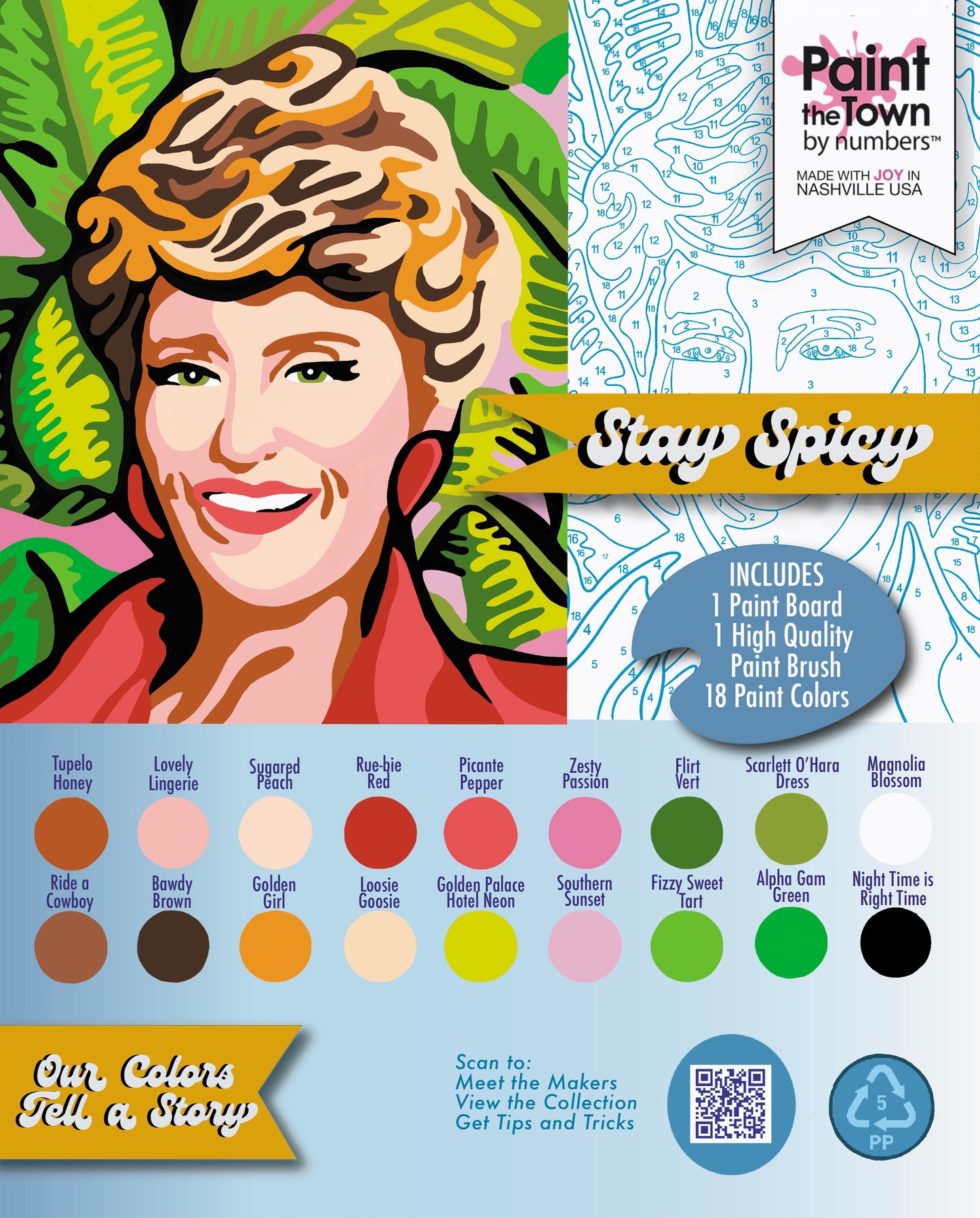 Stay Spicy ~ Blanche Devereaux ~ 8”x10” Paint by Number Kit ~ Golden Girls ~ Vintage Style ~ Handbuilt in USA