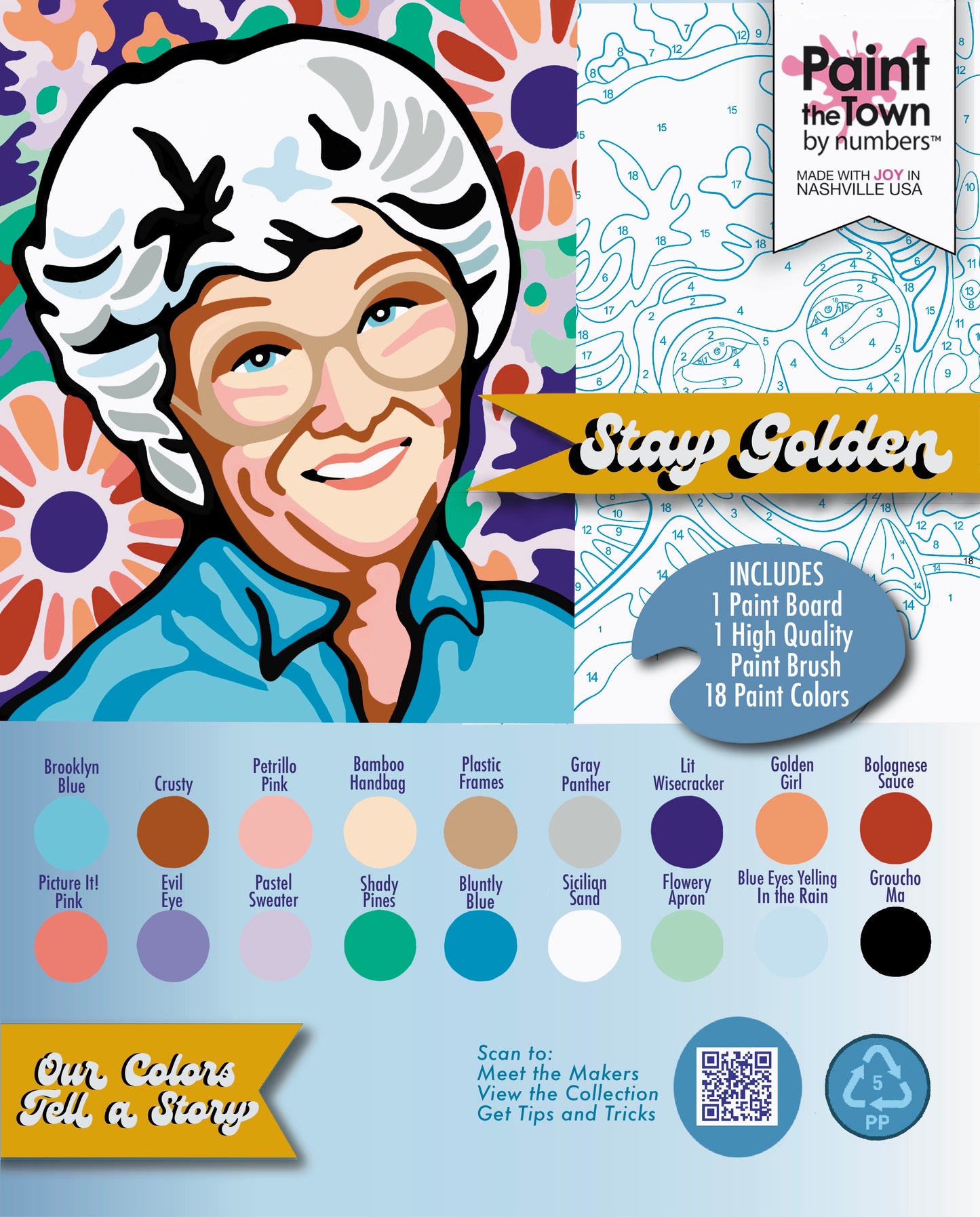 Stay Golden Paint by Number Kit / Golden Girls / Ma / 8”x10” / Vintage Style / Made in USA