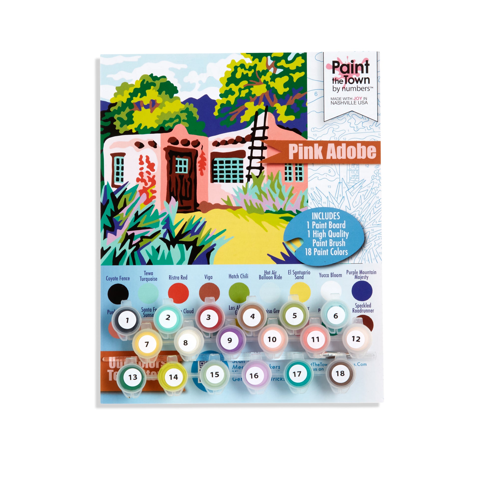 Pink Adobe Paint by Number Kit; 8”x10” – Paint the Town by Numbers