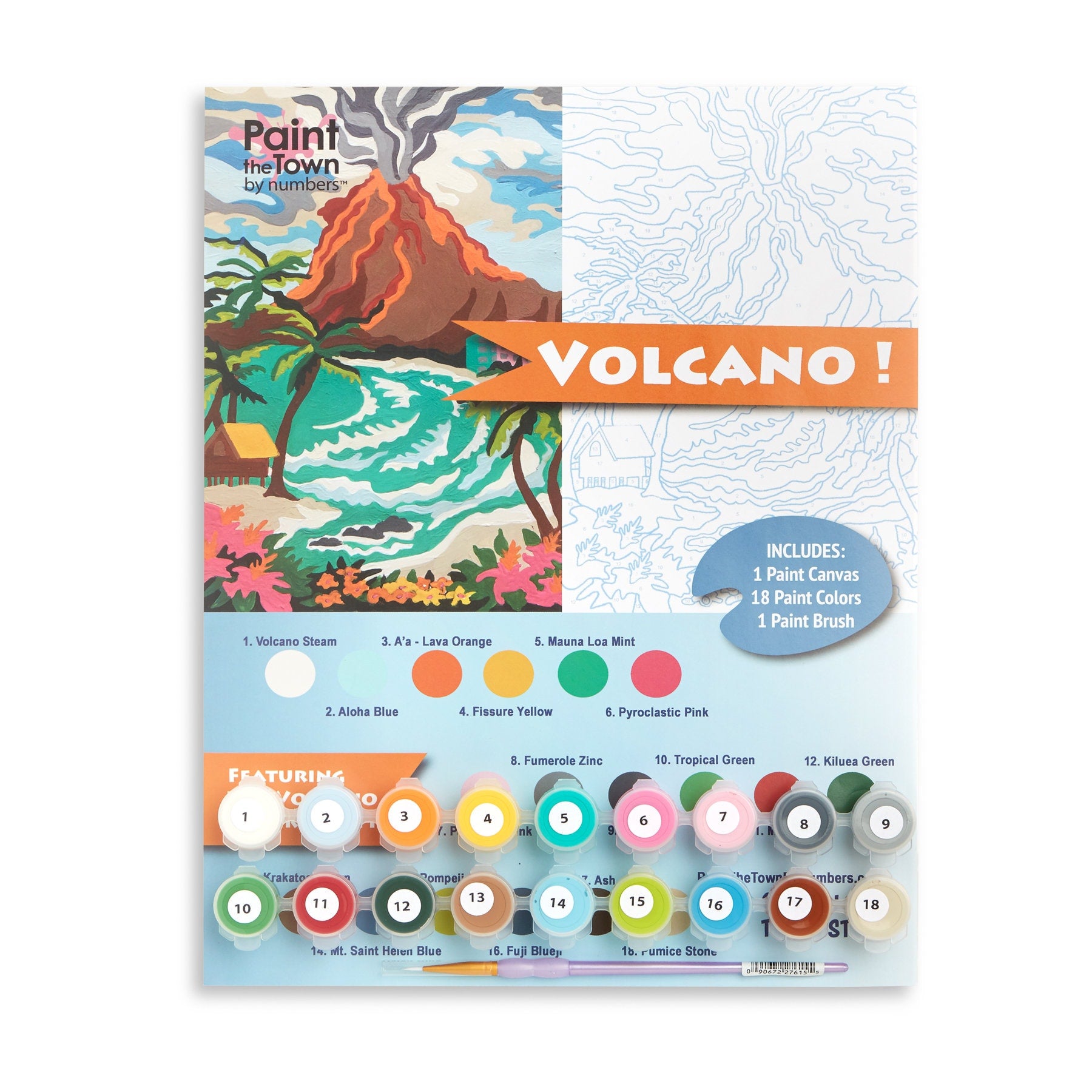 Volcano Paint by Number Kit; 11”x14” – Paint the Town by Numbers
