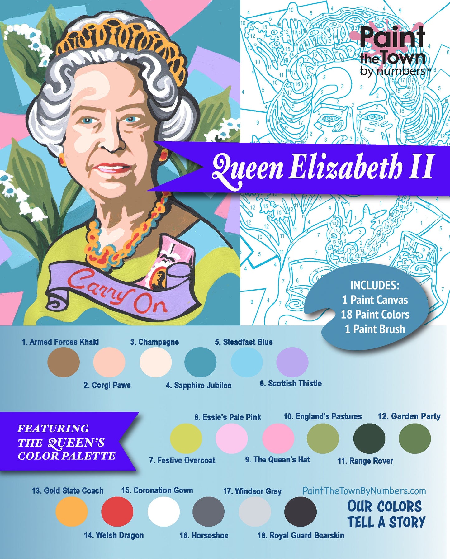 Queen Elizabeth II Paint by Number Kit; 8”x10”