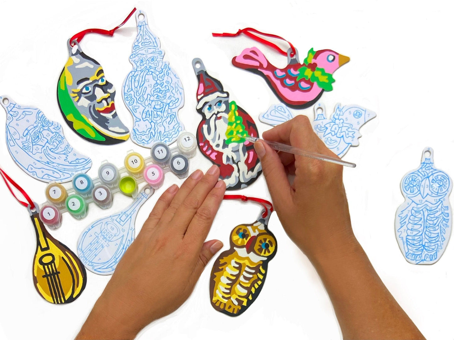 Old World Christmas Ornaments: Paint by Number kit of Old World Christmas Ornaments (Five)