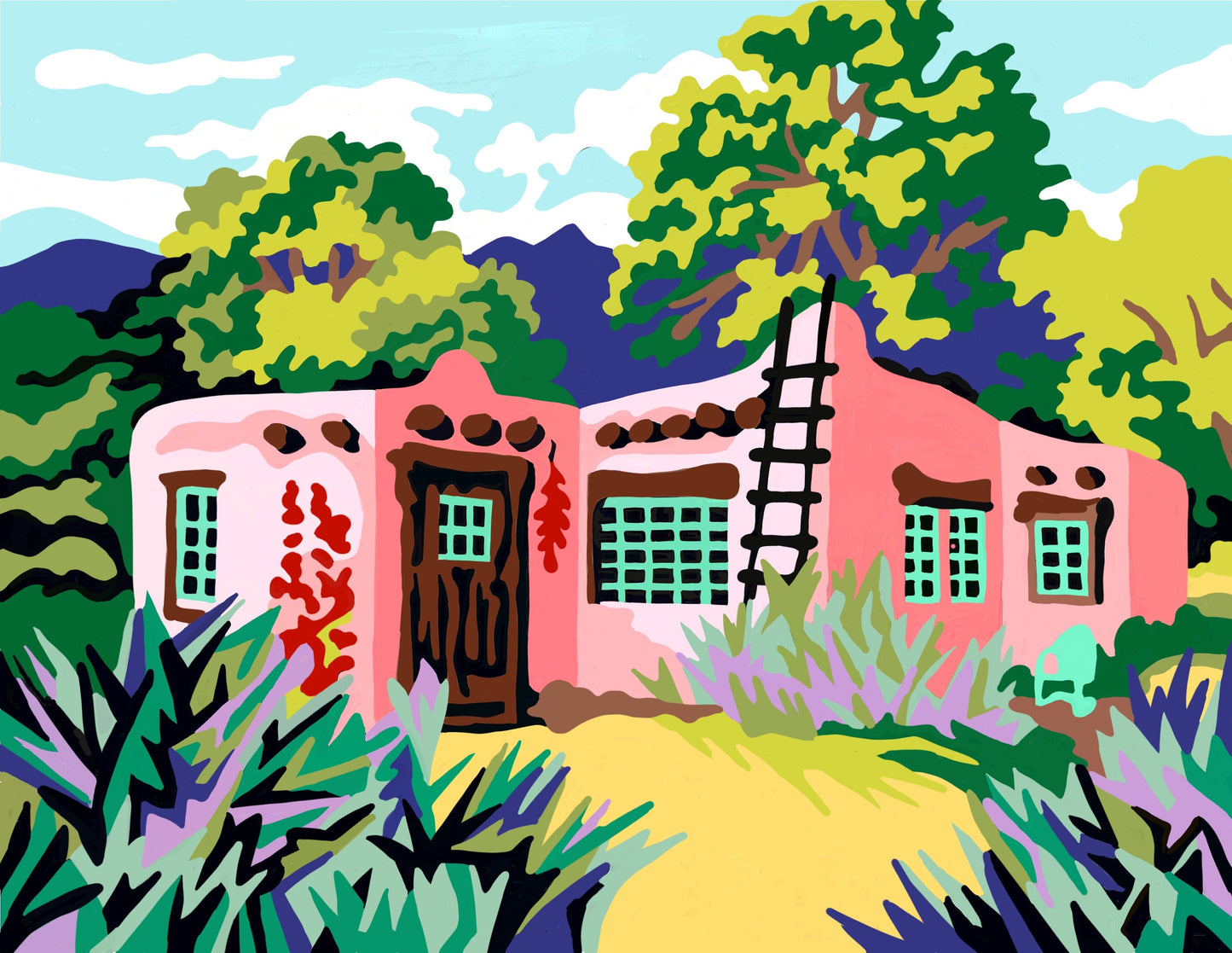 Pink Adobe Paint by Number Kit; 8”x10”