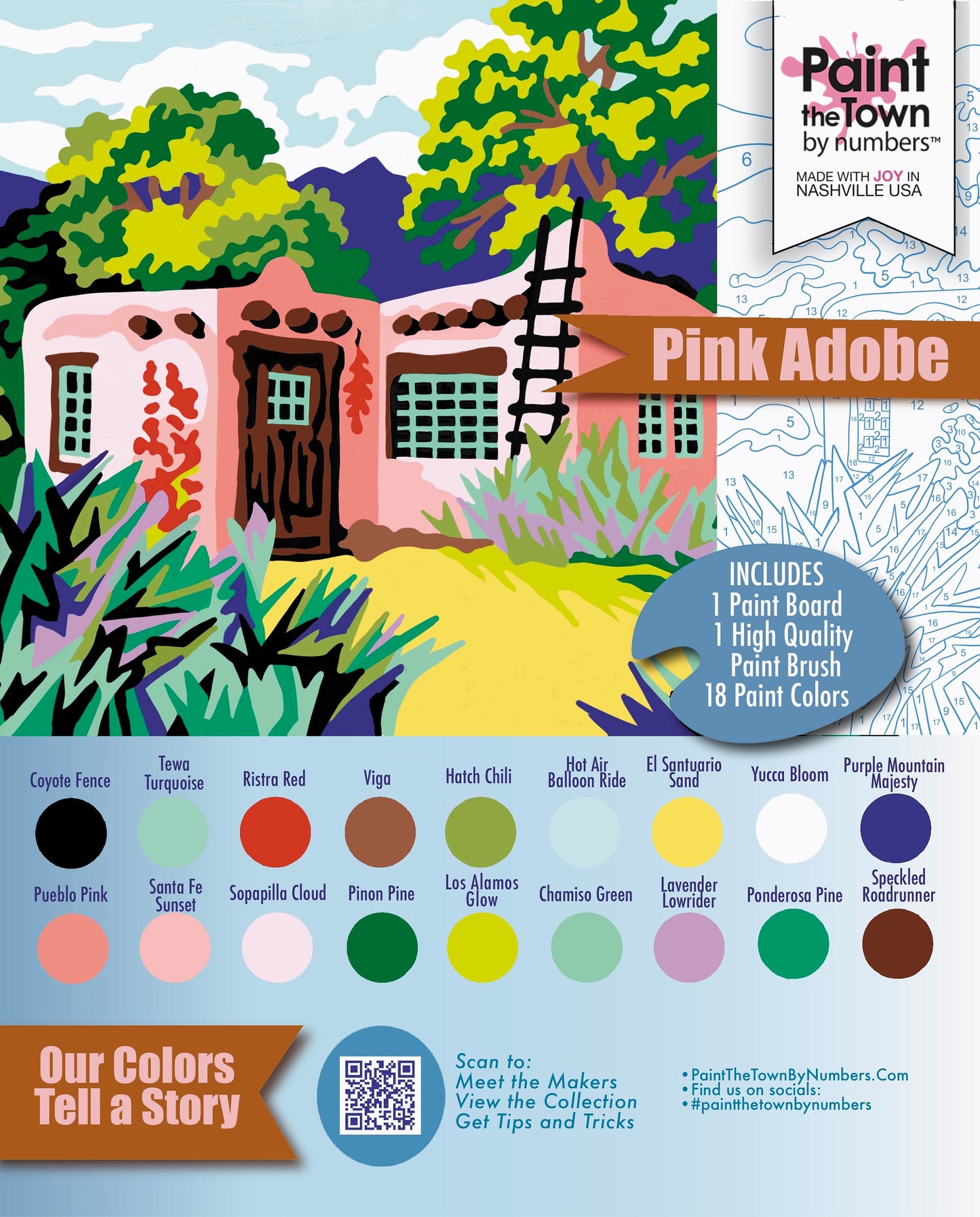 Pink Adobe Paint by Number Kit; 8”x10”