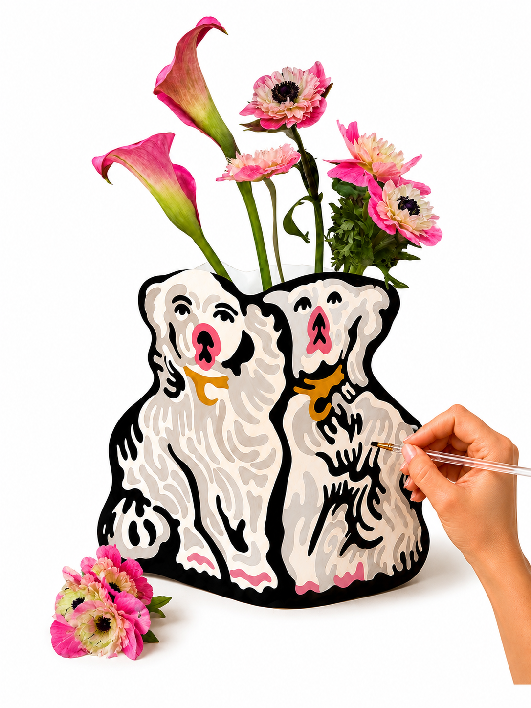 STAFFORDSHIRE DOGS FLOWER VASE KIT  Paint-by-Number