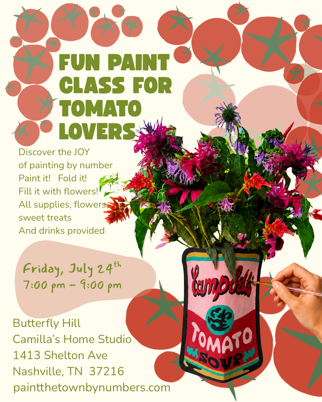 Paint a Paper Vase Flower Stand — Friday, July 24 · 7–9 PM · Butterfly Hill (12 Seats)