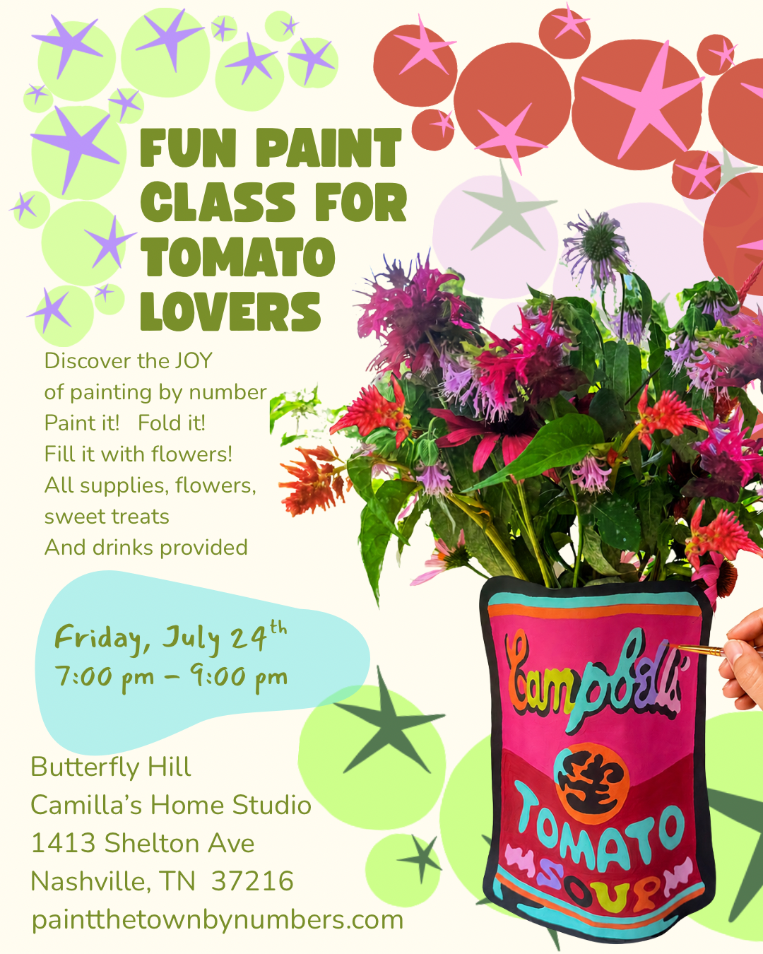 Paint a Paper Vase Flower Stand — Friday, July 24 · 7–9 PM · Butterfly Hill (12 Seats)
