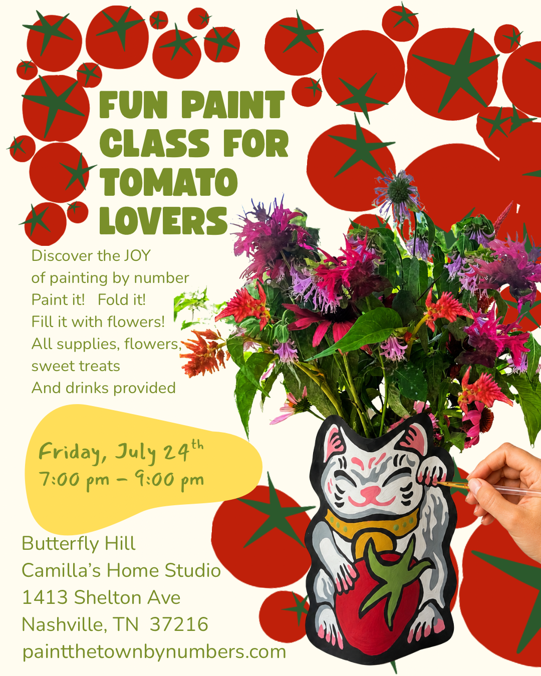 Paint a Paper Vase Flower Stand — Friday, July 24 · 7–9 PM · Butterfly Hill (12 Seats)