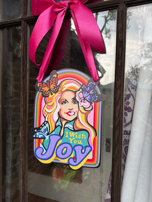 Dolly door hanger, 15 by 11 inch all-weather yard art with bow, Fine yART Nashville