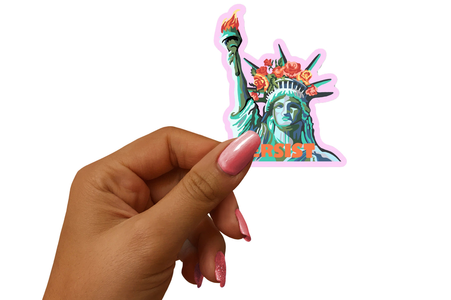 Lady Liberty ‘Persist’ Sticker; 2.75x1.75” Vinyl Decal; Free Shipping