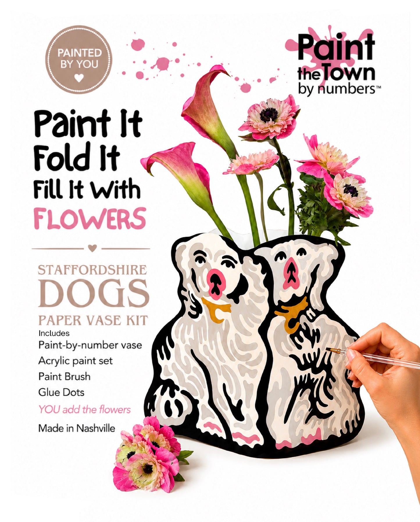 STAFFORDSHIRE DOGS FLOWER VASE KIT  Paint-by-Number