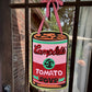 Tomato Can Door Hanger in Pink and Green - Ribbon Varies
