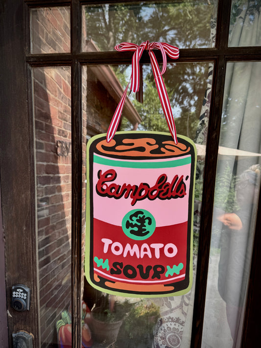 Tomato Can Door Hanger in Pink and Green - Ribbon Varies