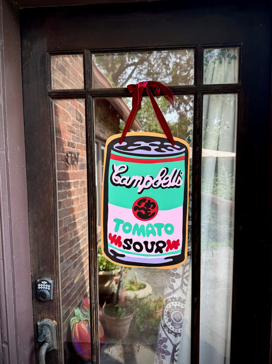Tomato Can Door Hanger in Purple and Gold  - Ribbon Varies