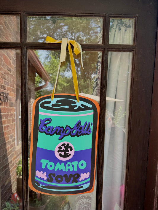 Tomato Can Door Hanger in Teal, Blue and Purple   - Ribbon Varies