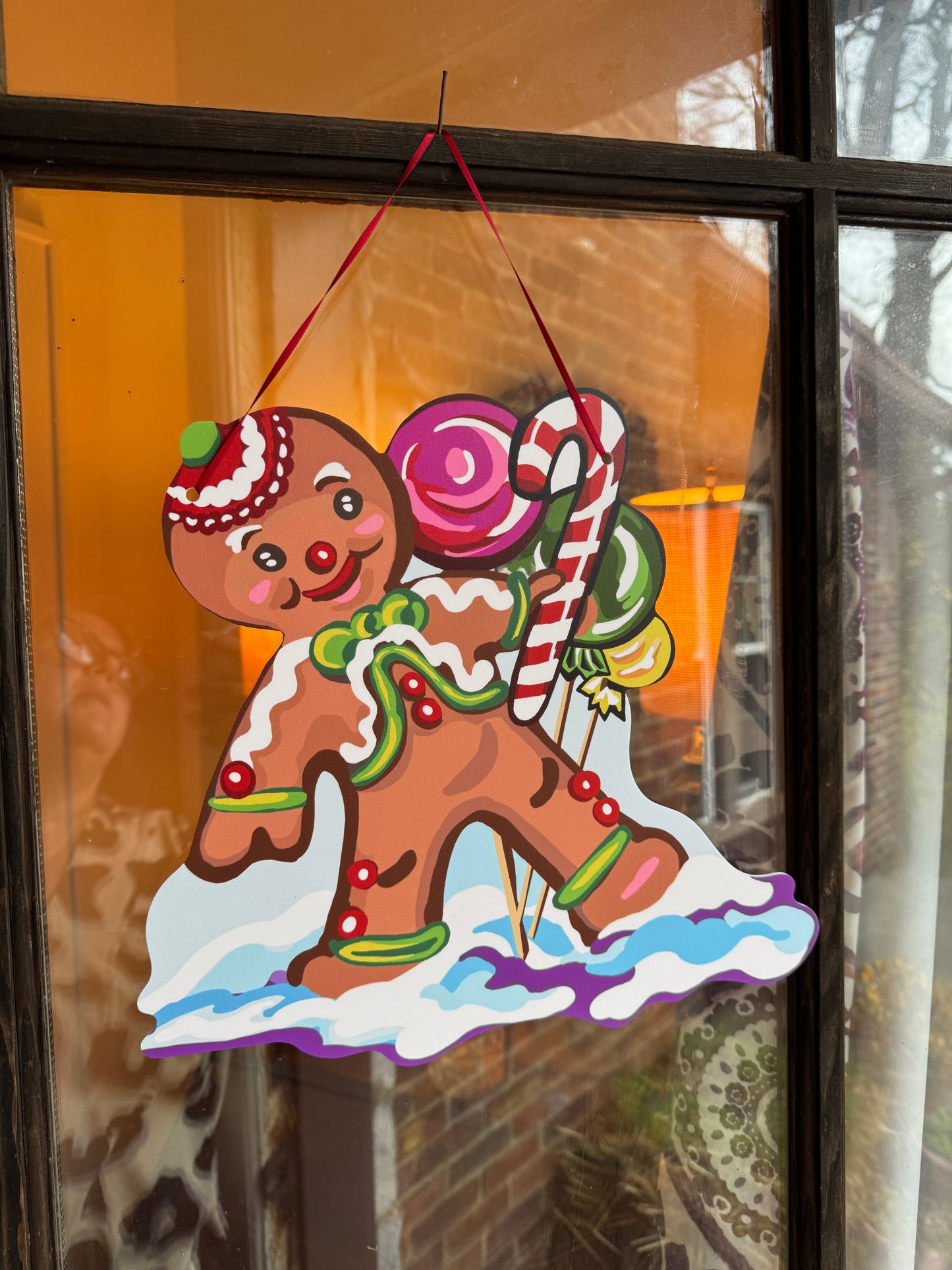 Gingerbread Man Door Hanger - 12X13 inches