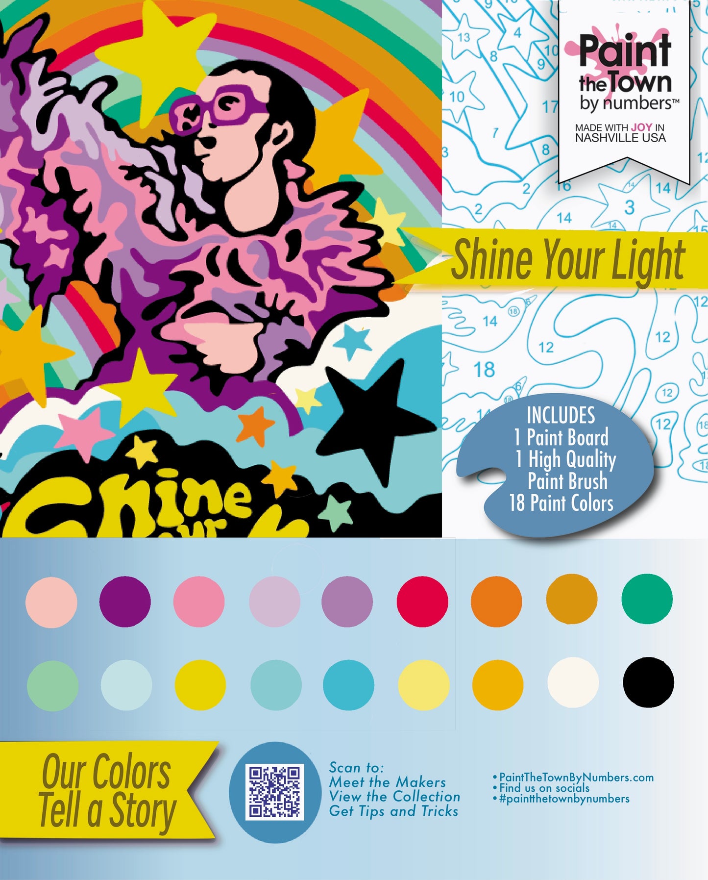 Shine Your Light ~ Paint By Number Kit ~ Inspirational ~ 8”x10” ~ 18 colors