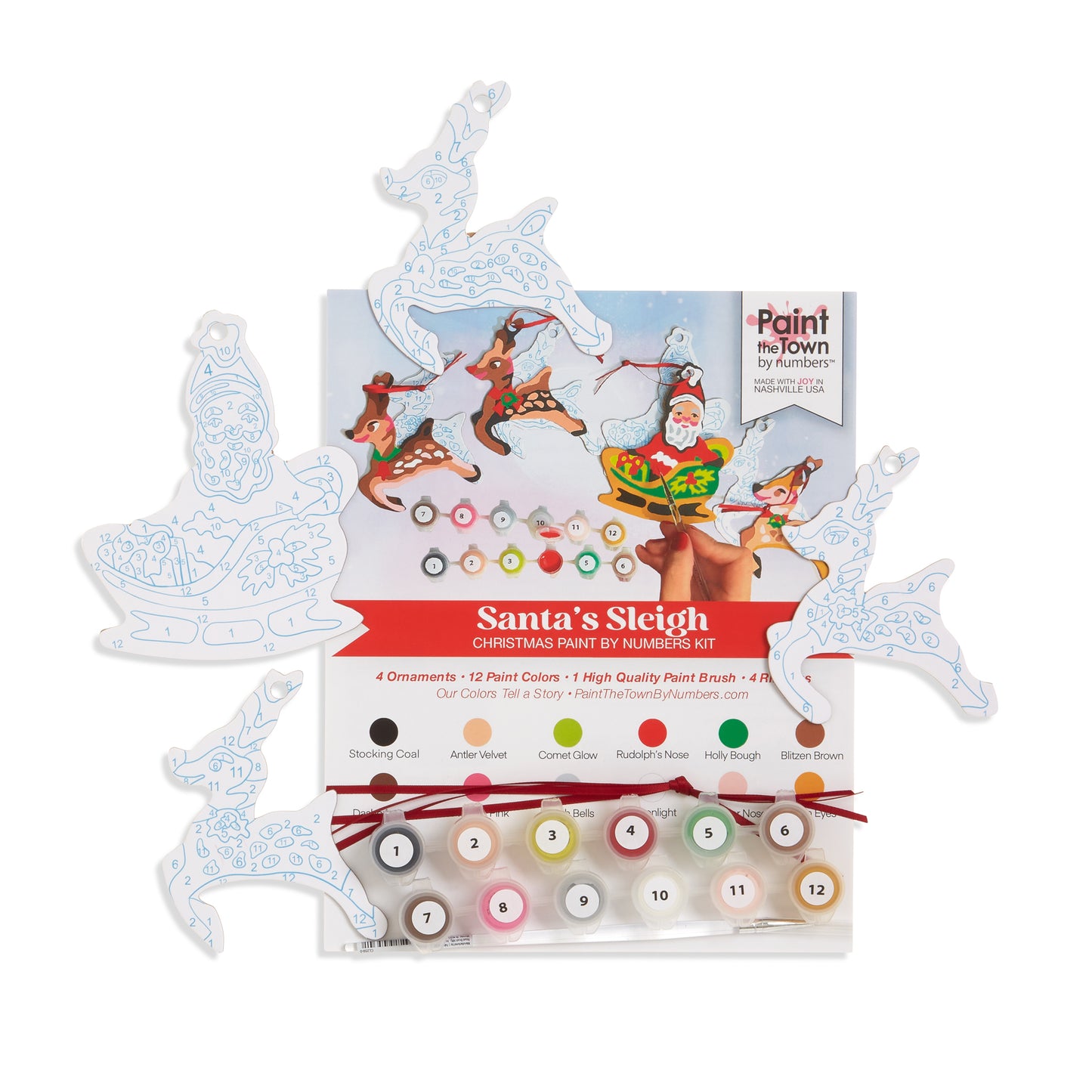 Santa’s Sleigh Christmas Ornament Paint by Number Kit