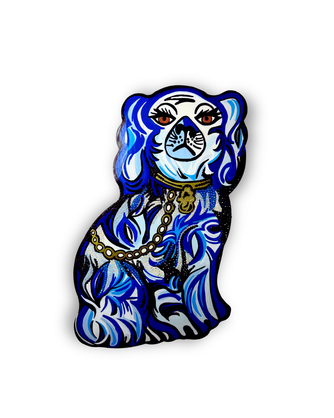 Blue Staffordshire Dog Right Facing with Bling