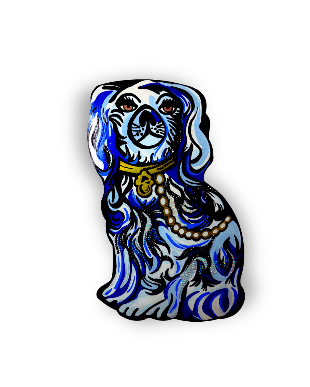 Blue Staffordshire Dog Left Facing with Bling