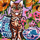 Petit Chaton ~ Little Kitten ~ 8”x10” Paint by Number Kit ~ Still Life with Cat, Chinoiserie and Flowers