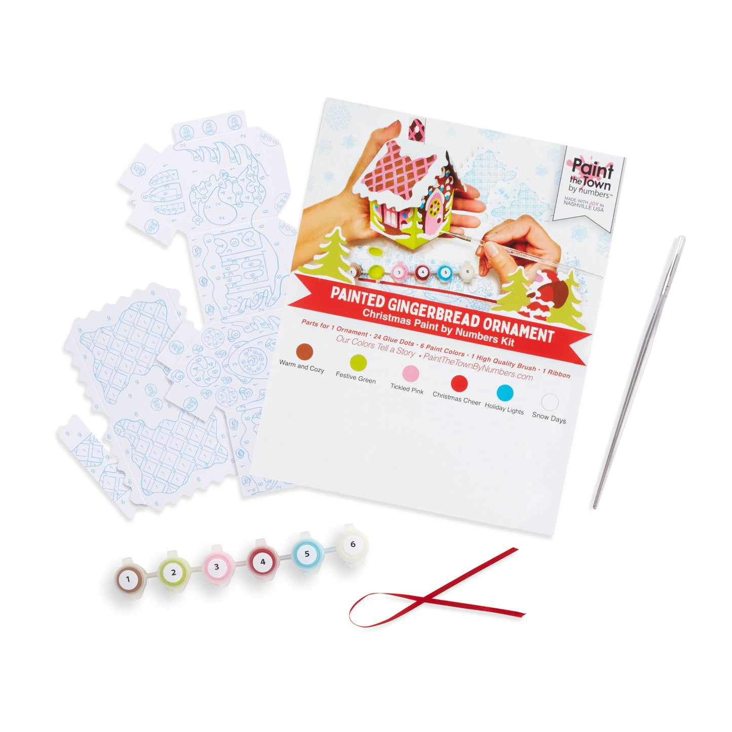 DIY Gingerbread House Paint by Number Ornament Kit