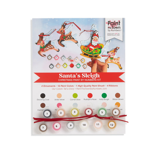 Santa’s Sleigh Christmas Ornament Paint by Number Kit