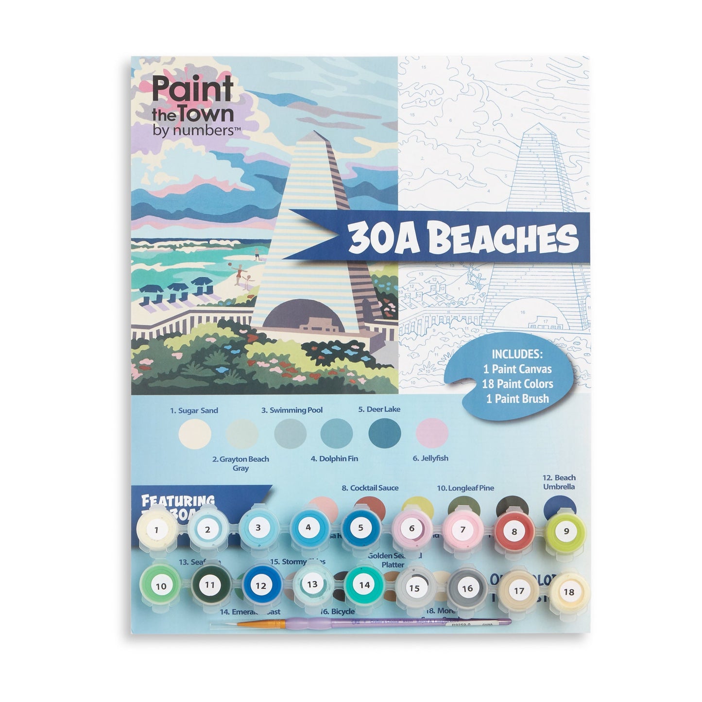 30A Beaches Paint by Number Kit; 11”x14”